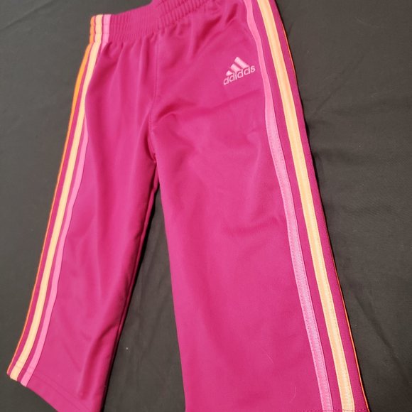 Adidas Track Pants Hot Pink Stripes Barbiecore Elastic Waist Size 18 Month NWOT - Picture 3 of 5